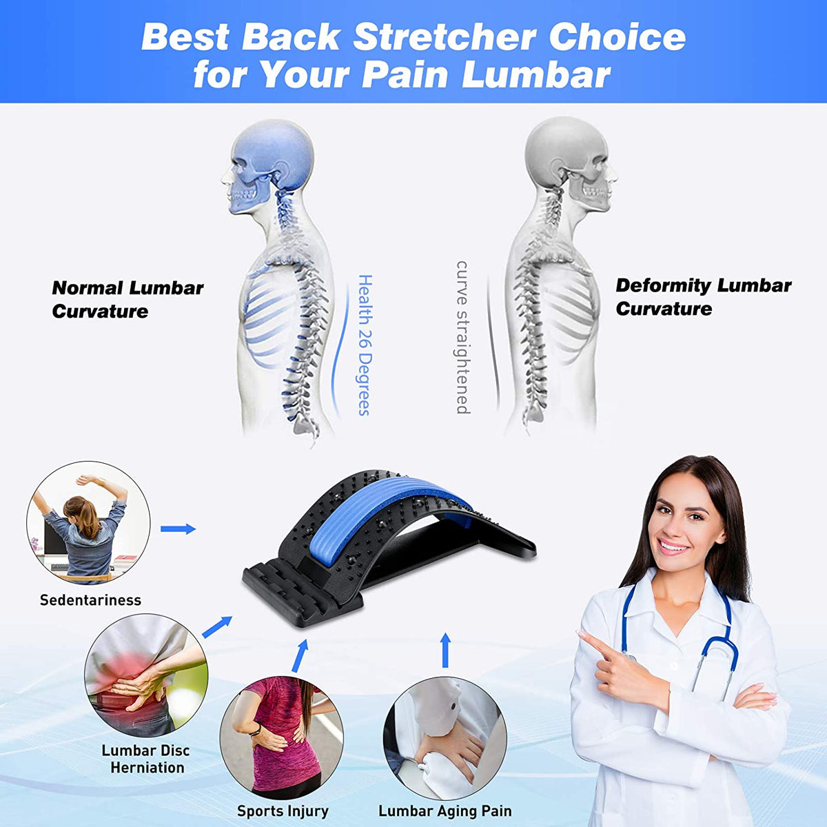 Adjustable Back Pain Reliever/Stretcher Magnetotherapy - Yogi Emporium